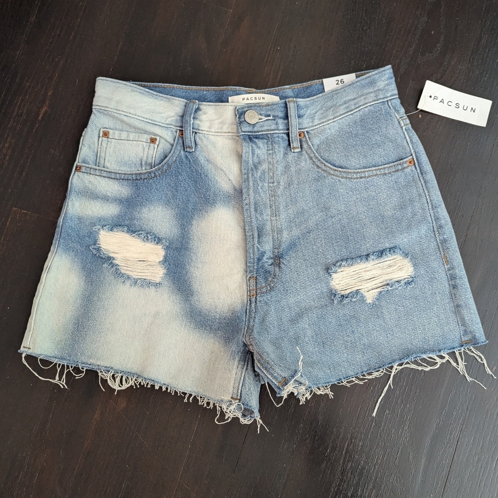 PacSun Ultra High Rise Vintage Denim Short Bleach Cutoff Distressed Women's 26